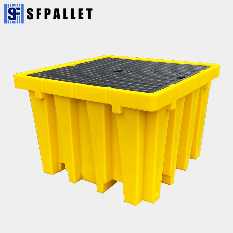 High quality cheap industrial 4 drum IBC  hdpe oil containment control plastic spill pallet wholesale chemical storage pallet