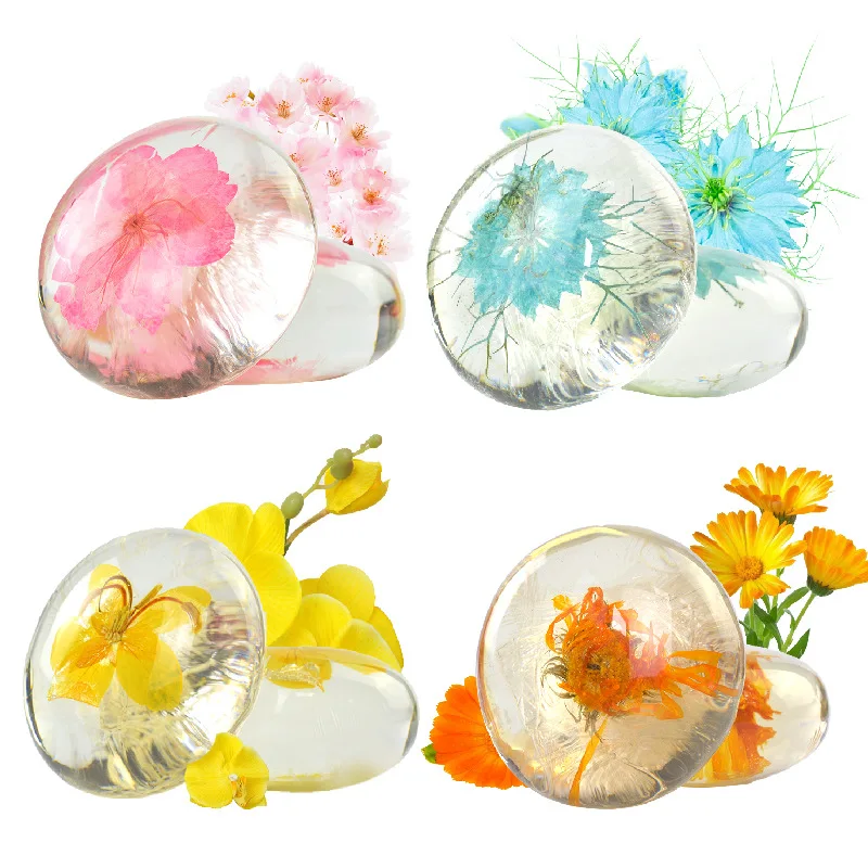 OEM Wholesale OEM ODM Amino Acid Soap Clear Face Bath Organic Handmade Herbal Transparent Flower Soap