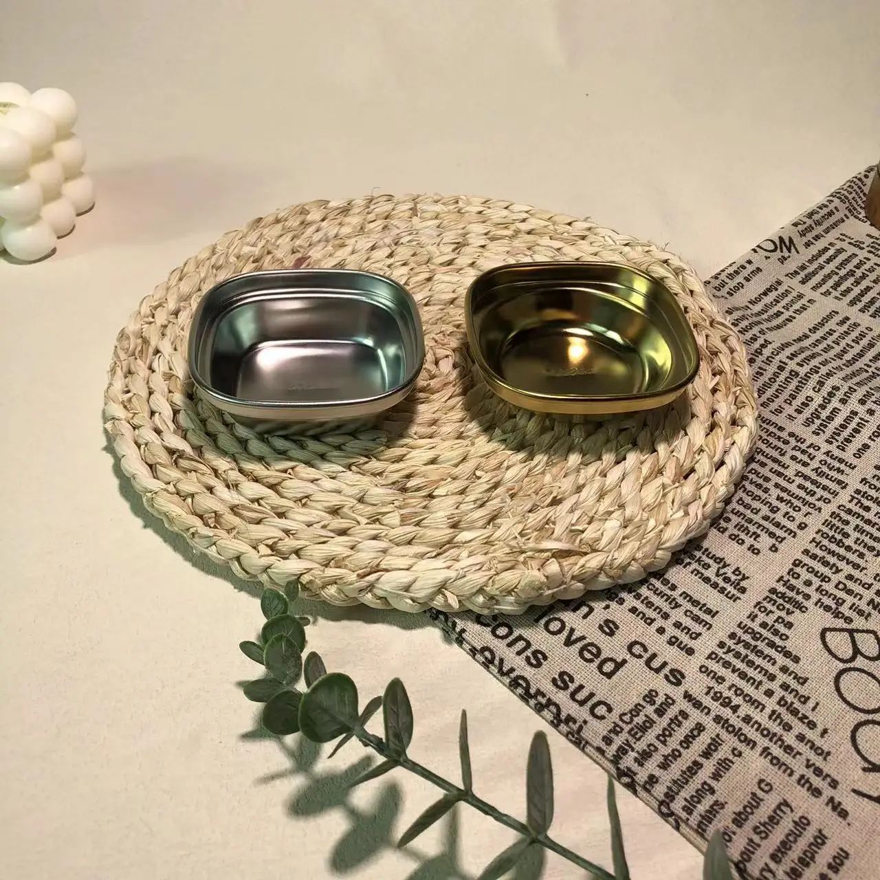 Multi-shape Korean seasoning dish stainless steel 304 golden/silver sauce sushi dish for restaurant hotel