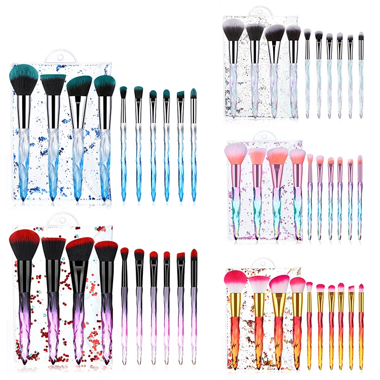 10 pcs clear colorful diamond crystal bling cosmetic maquillaje brochas makeup brush set