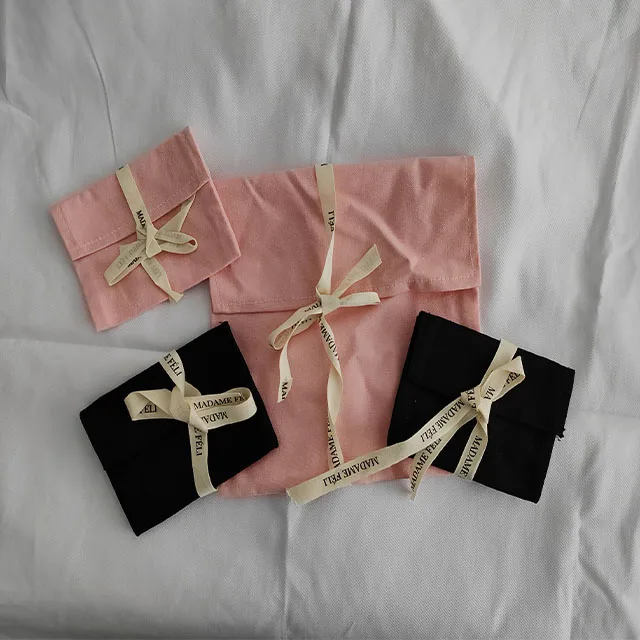 Reusable Organic Pink Canvas Envelope Dust Bags For Baby Clothes Cotton Flap Gift Handbag Dust Bags