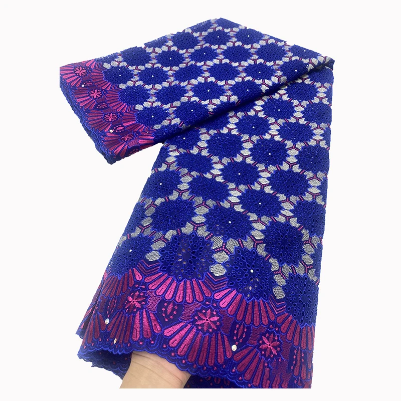 Round flower cotton swiss voile laces nigerian women dress fabrics african french embroidered lace fabrics