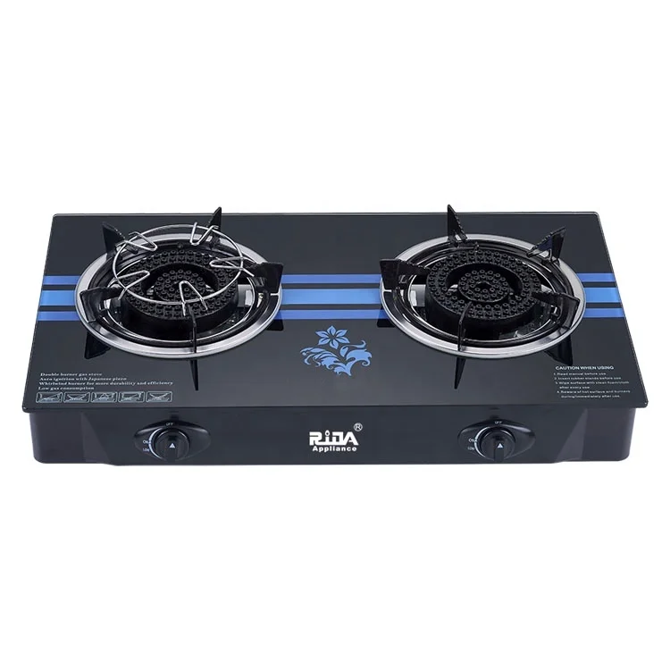Special sales quality excellence cooking appliance kitchen black 7mm tempered glass gas stove