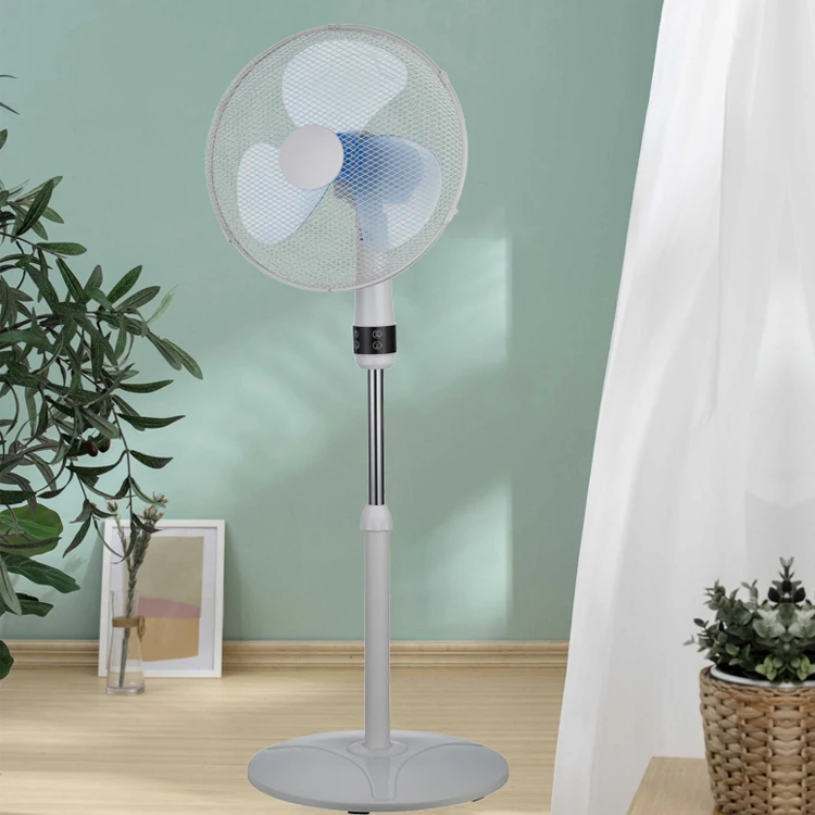 Silent copper motor home plastic smart touch timer 16 inch electric stand pedestal fan with remote control