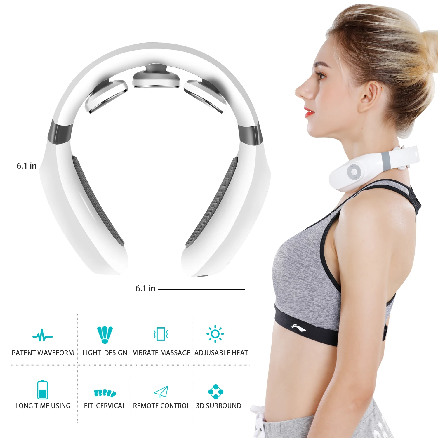 HEZHENG Neck Massager for Pain Relief Deep Tissue Cordless, Electric Pulse Neck Massager with Heat 3 Massage Pads Offer Deep Rel