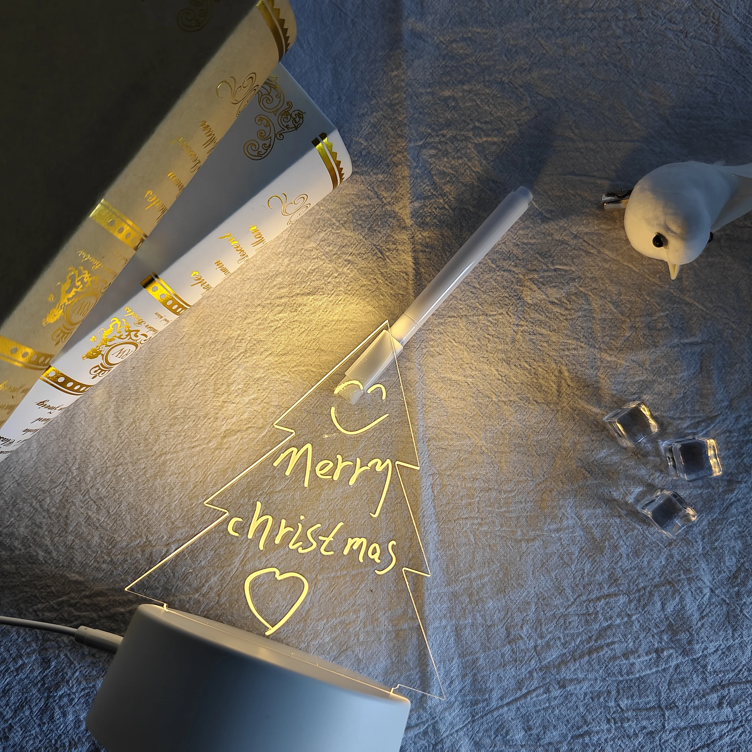 Boce Erasable creative high transparent acrylic Diy rgb led holiday gift glow 3d memo notepad nightlight