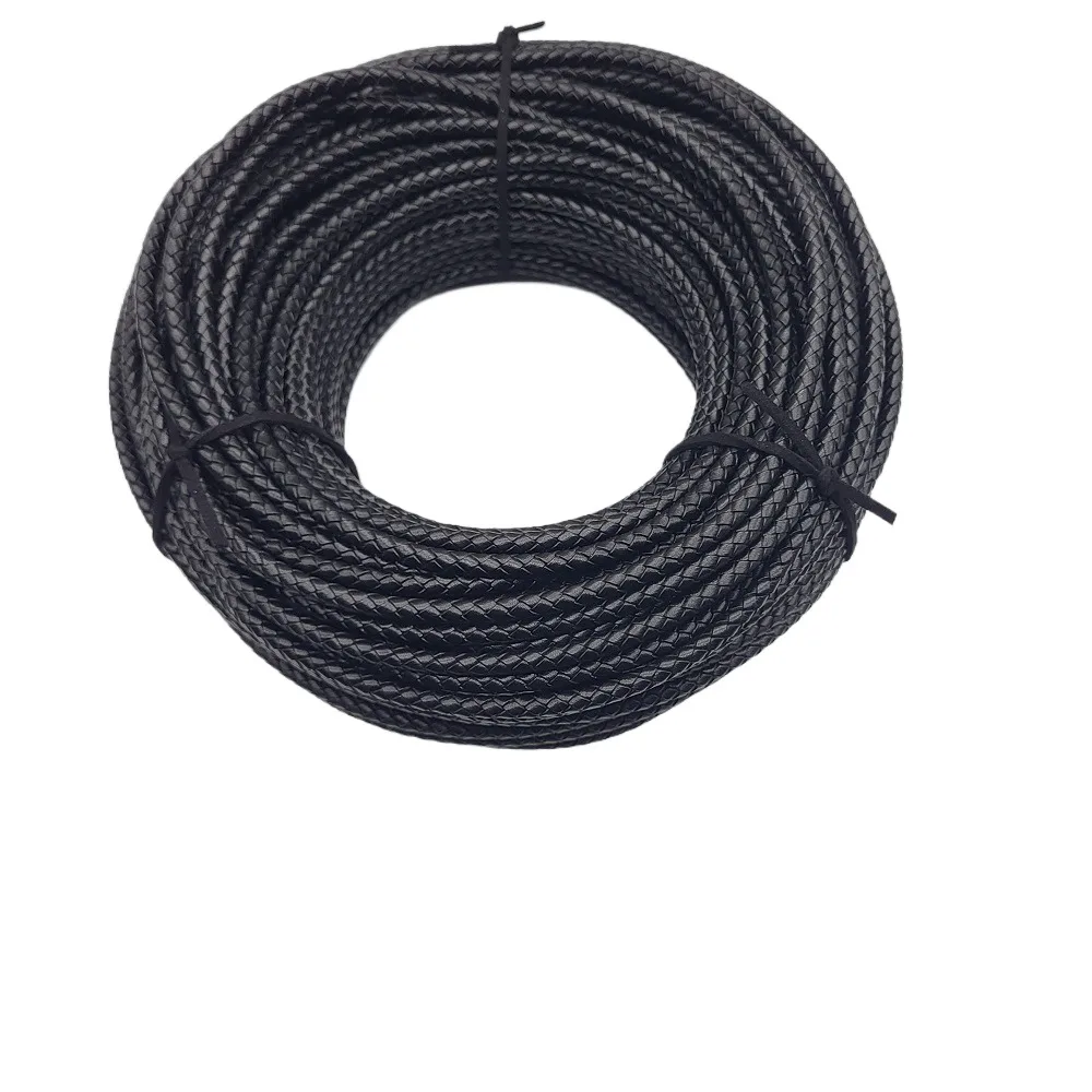 5mm 6mm black cowhide leather rope wholesale real leather in roll for sell braided leather for bracelet making