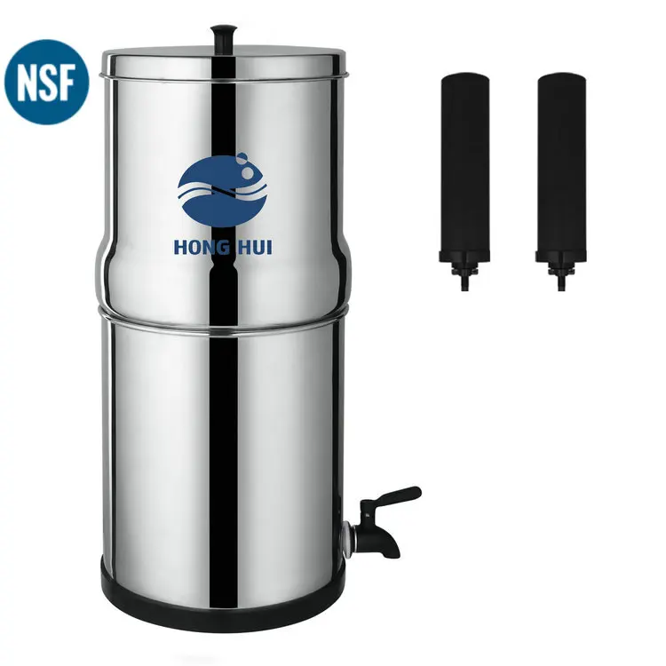 NSF/ANSI 42&372 2.25 Gallon SUS 304 purificador de agua Camping Water Filtration Gravity Water Filter