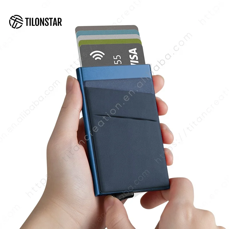 TILONSTAR TVC104 оптовая продажа держатель для кредитных карт блокировочный алюминиевый чехол бумажник из ткани тонкий минималистский