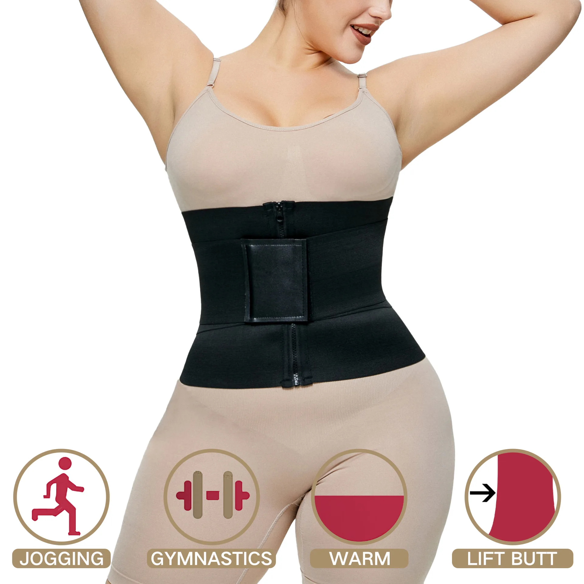 Smooth Corset Underbust Slimming Waist Shapers ZIp Hook Slimming Belly Sheath Plus Size