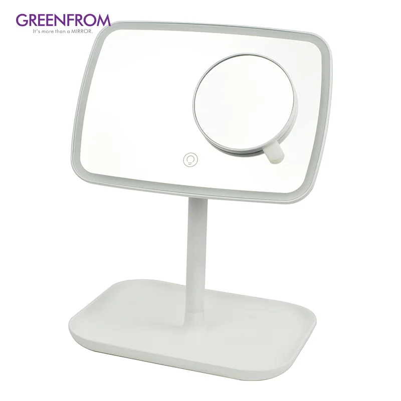 Factory Supplier Touch Sensor Cosmetic Led Beauty Vanity Mirror Portable Table Led Makeup Mirror With Trays