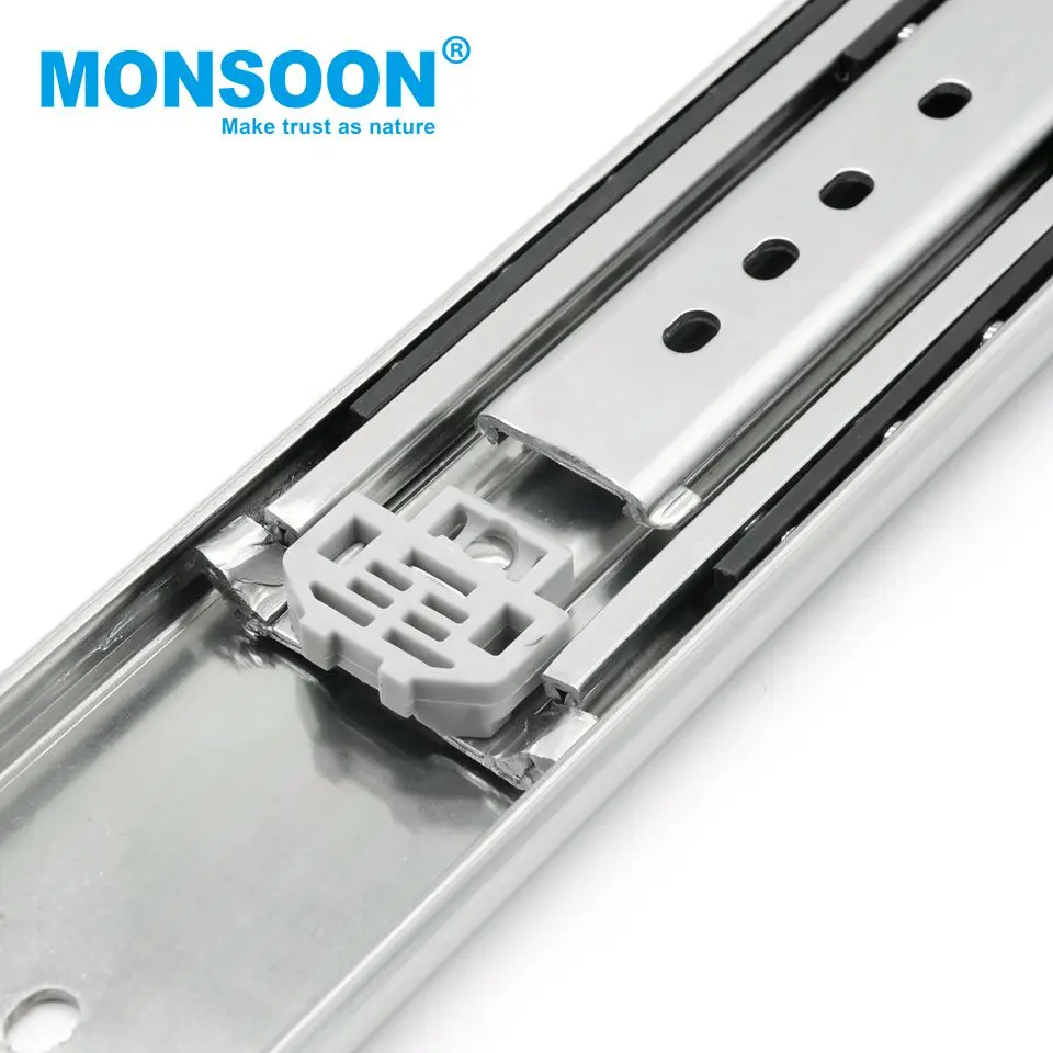 Furniture Accessories kitchen cabinet door ball bearing steel roller 76mm wide heavy duty drawer slide rail without lock