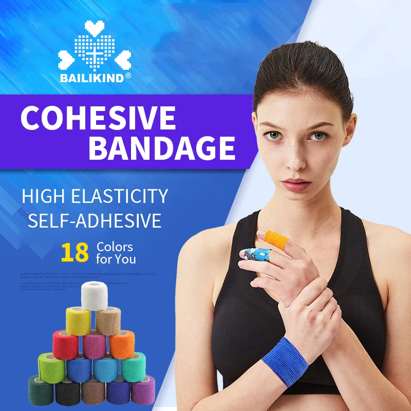 Bailikind Nonwoven Elastic Self Adhesive Horse Care Products Colored Hoof Leg Vet Wrap Horse Cohesive Bandage