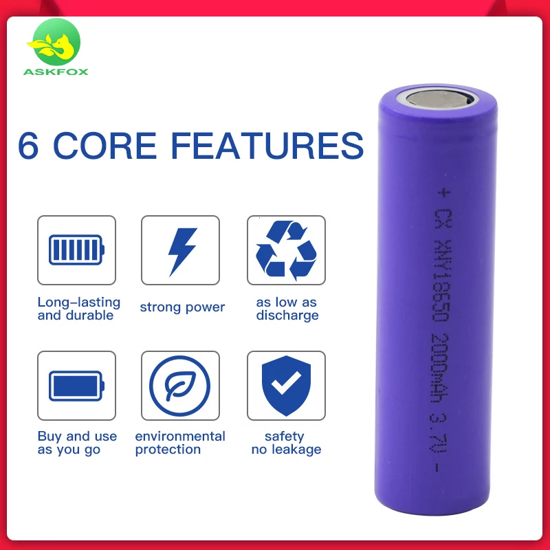 2023 New Flat Head 18650 Lithium Battery 3.7V 3600 Hair Clipper Charging Small Fan Strong Light Flashlight Rechargeable Battery