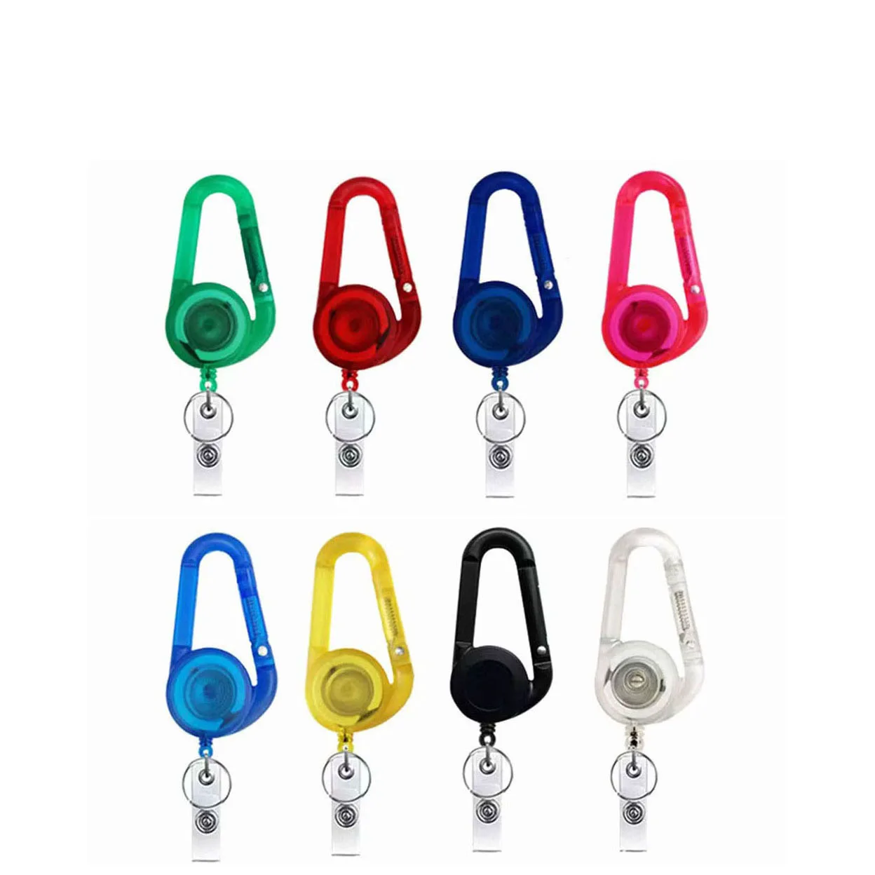 Transparent Mountaineering Buckle Clip Keychain Simple ABS Plastic Easy Pull Heavy Duty Retractable Badge Holders Key Carabiner