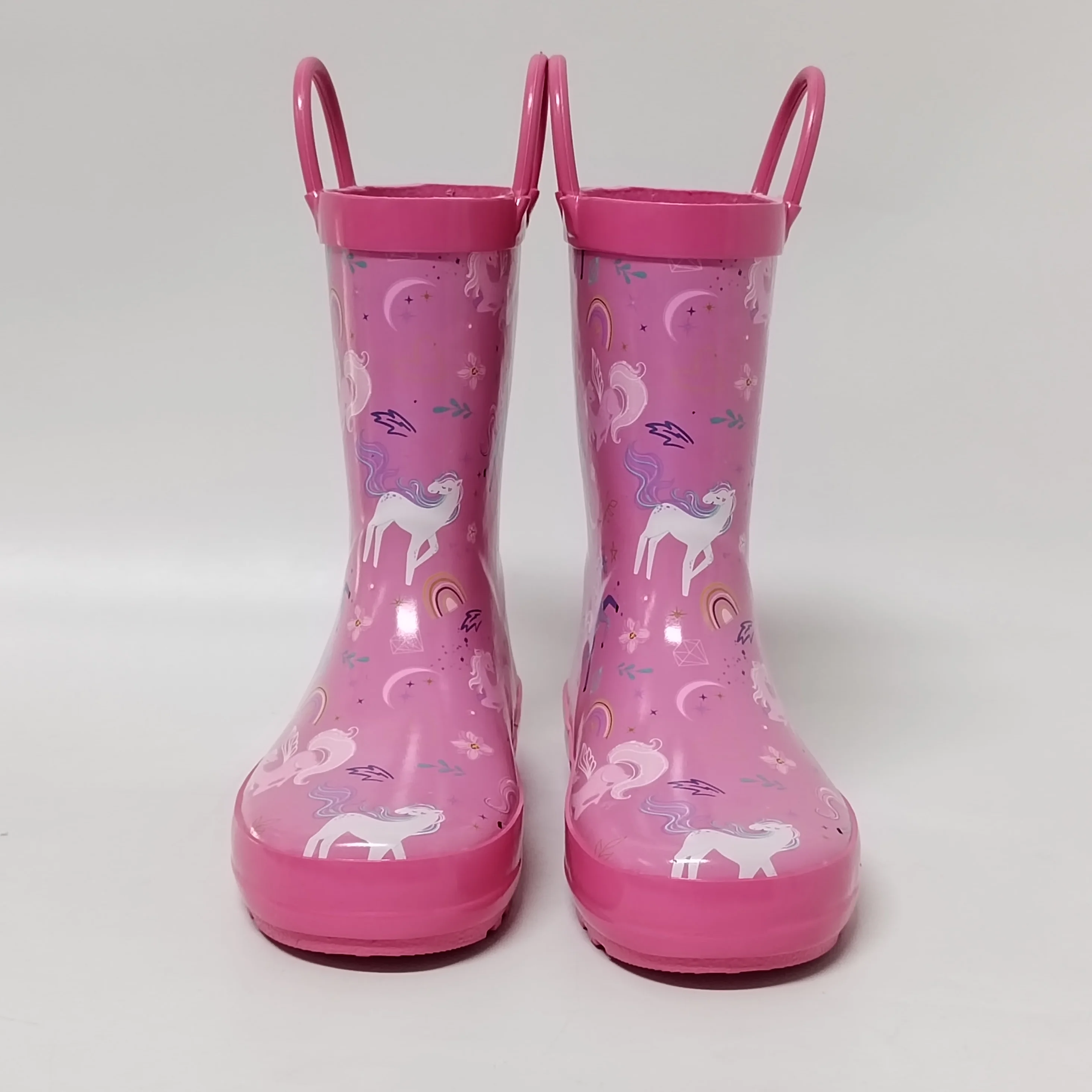 the most popular design unicorn printed color lining rubber wellies for children