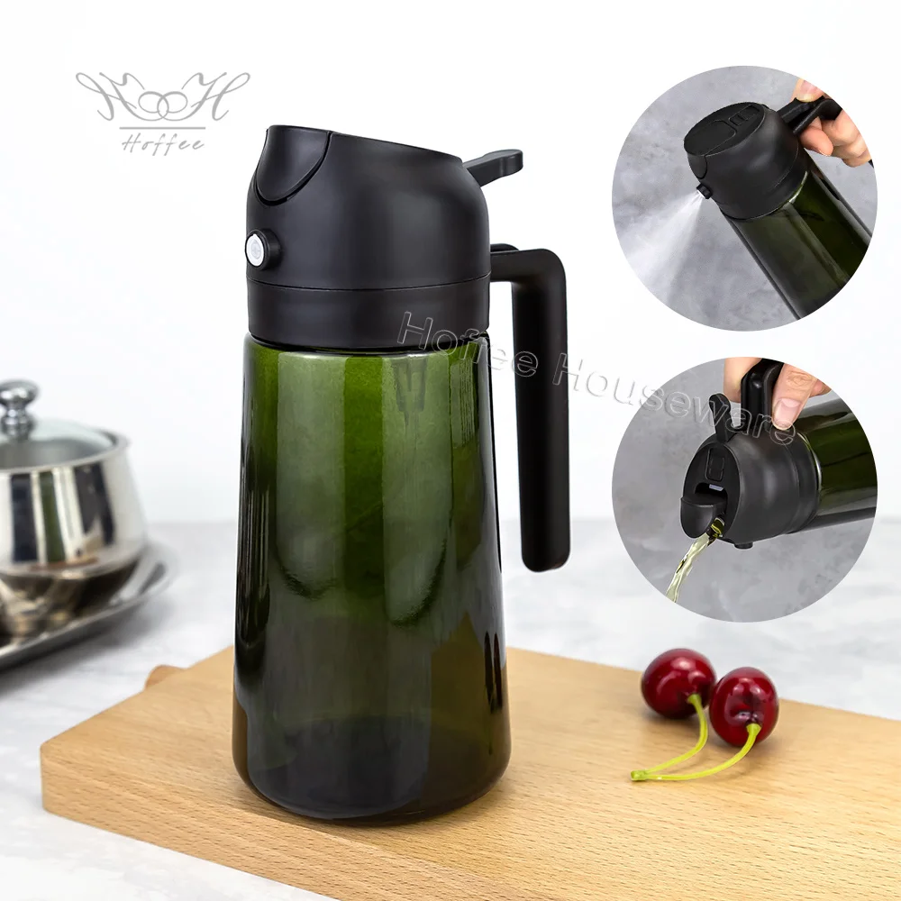 Factory Wholesale 450/600ml Nozzle 2 In 1 Glass Olive Oil Sprayer Mister Kitchen Gadgets Hand Pump Vinegar Oil Dispenser Bottle