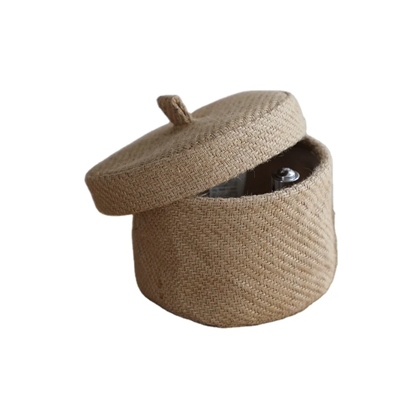 Natural material environmentally friendly handmade seaweed basket with lid storage basket