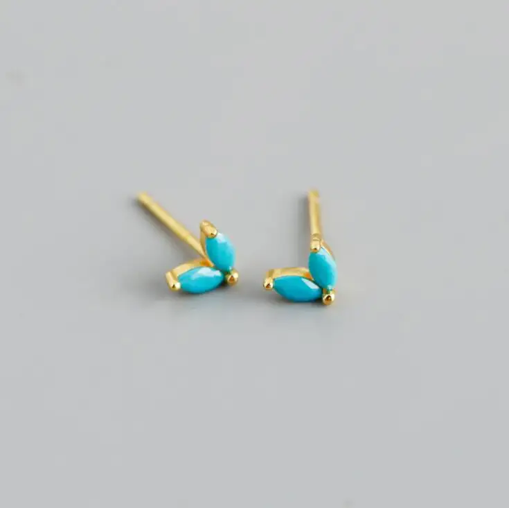 Luxury earrings studs round cubic zirconia bezel setting diamond 925 gold plate piercing woman earrings jewelry