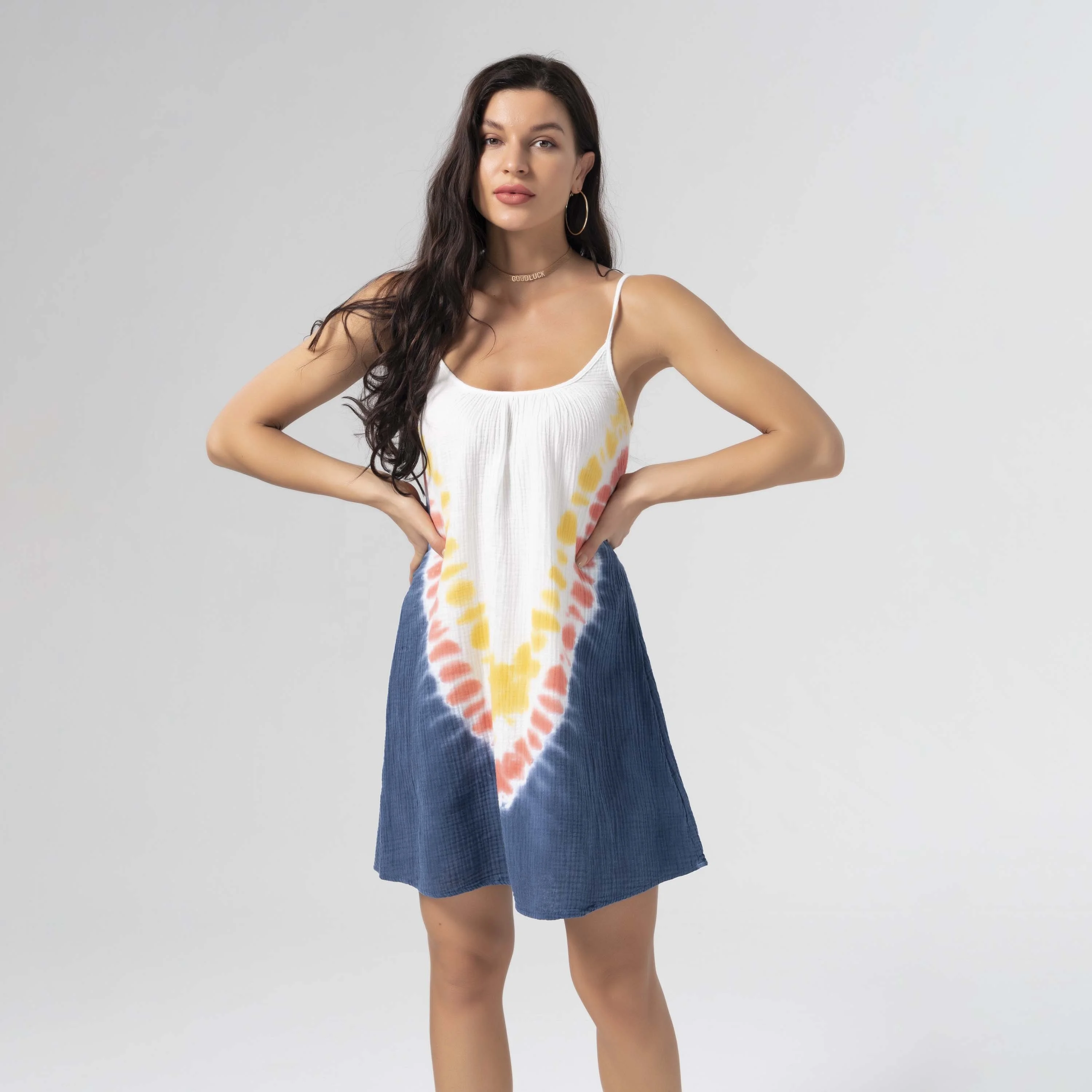 Summer Casual Trending Elegant Sexy Sleeveless Spaghetti Straps a Line Square Neck Sexy Beach Wear Women BBQ Sunbathing Dresses