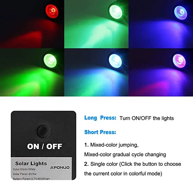  Солнечный Путь огни пейзаж Открытый яркий белый RGB солнечные светодиодные садовые фонари для лужайки патио