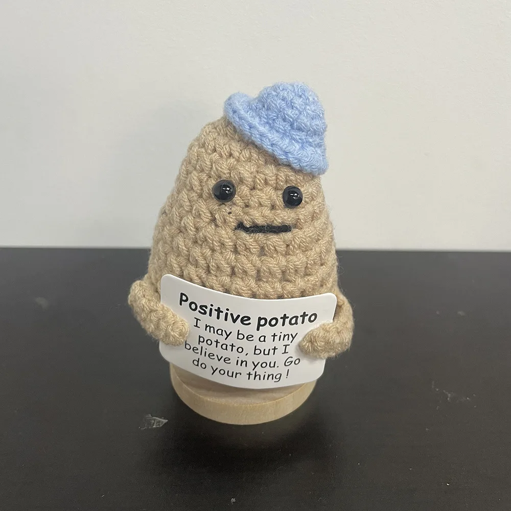 Positive Cute Potato Home Room Decor Mini Handmade Plush Ornament Knitting Wool Yarn Doll Birthday Gifts Room Decorations