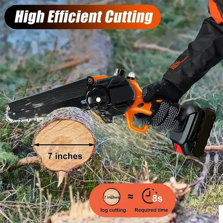 Mini Best Electric Cordless Small Handheld Chain Saw with Rechargeable Battery 6 inch Mini Power Chain Saw for Yard Work