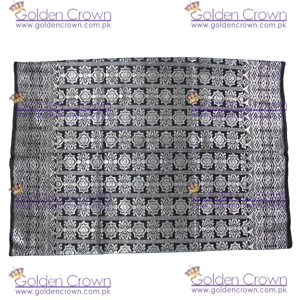 Top High Quality Malaysia Sampin Songket Fabric Black and Silver |