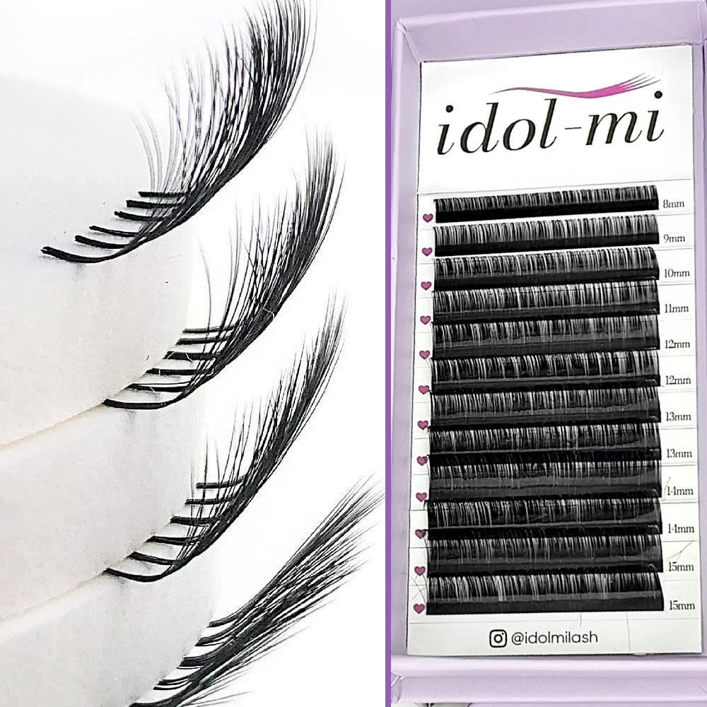 Hot Selling Wholesale Individual Fluffy Faux Mink Strip Lashes Volume Pre Made Fans Eyelashes Multiple Curl Shapes Available