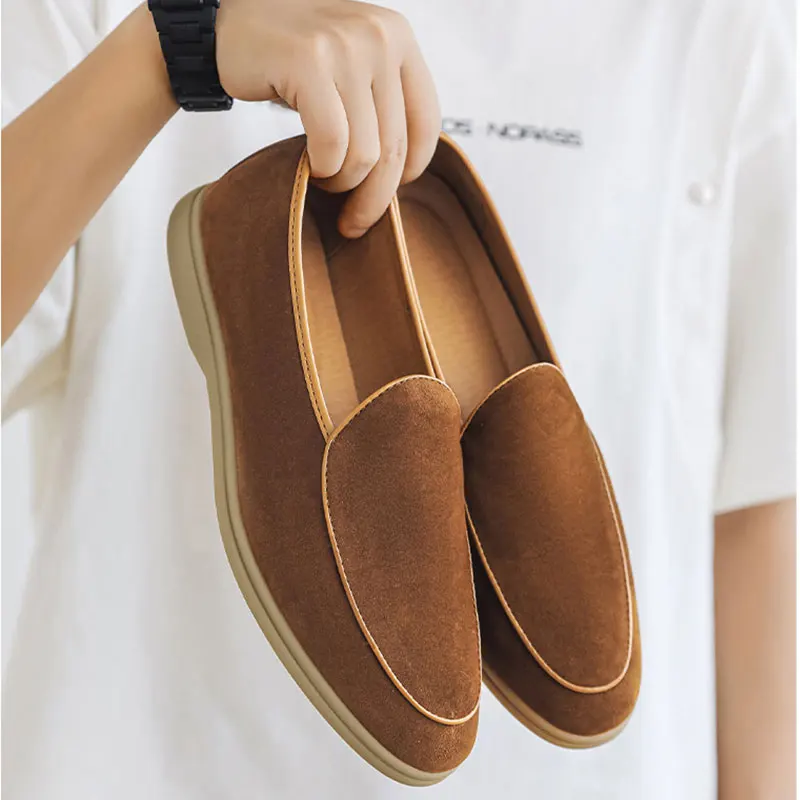 Xinzirain Custom New Casual Loafer Shoes Black Synthetic Leather Comfortable Slip On Anti Slippery Men Lazy Loafers