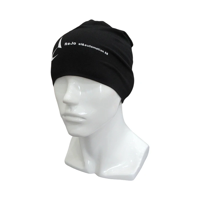 JS Custom Logo Black Skull Beanies for Outdoors Soft Lightweight Cotton Beanies