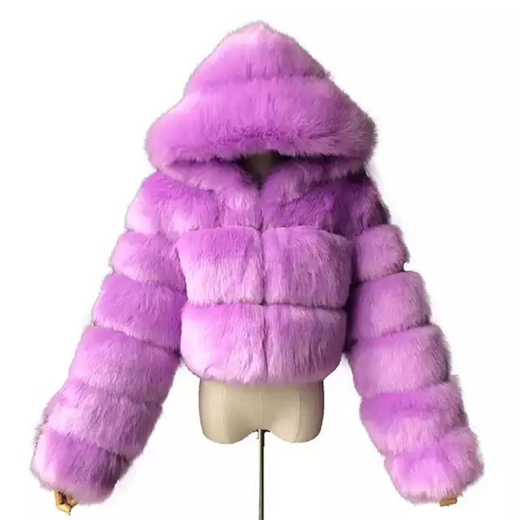 New Fashion Winter Fox Coat Fur Women long sleeves plus size fur bubble coat with hood