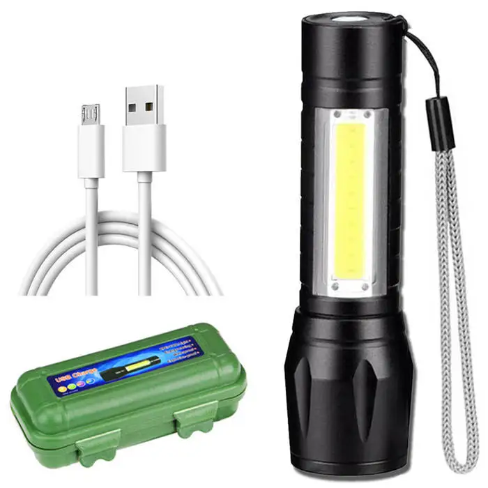 Multi-Functional USB Rechargeable COB LED Flashlight Torch