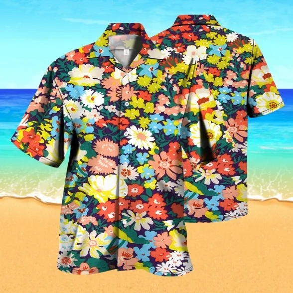 High quality 100% polyester 3d sublimation printing hawaii men shirt