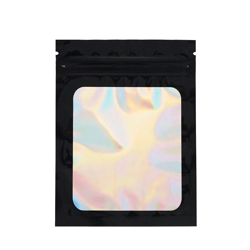 Thick Smell Proof Mylar Bags Holographic Laser Color Plastic Packaging Pouch Jewelry Retail Storage Pouch Gift Zip Lock Bag