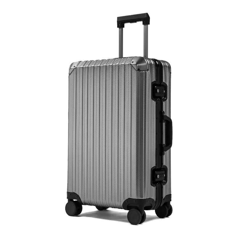 100% Full Aluminum Suitcase Koffer Travel Daily Use Business Luggage Designed Traveling Case With Woven effect