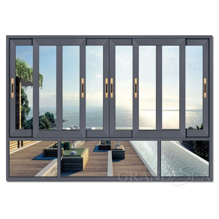 Grandsea Australian Standard Double Glazed Sliding Window Top Grade Double Glazed Sliding Aluminum Windows