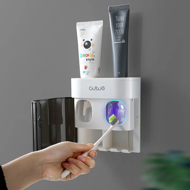 Fast delivery Wall Mounted Automatic Toothpaste Squeezer Toothpaste Dispenser Magnetic Toothbrush Holder