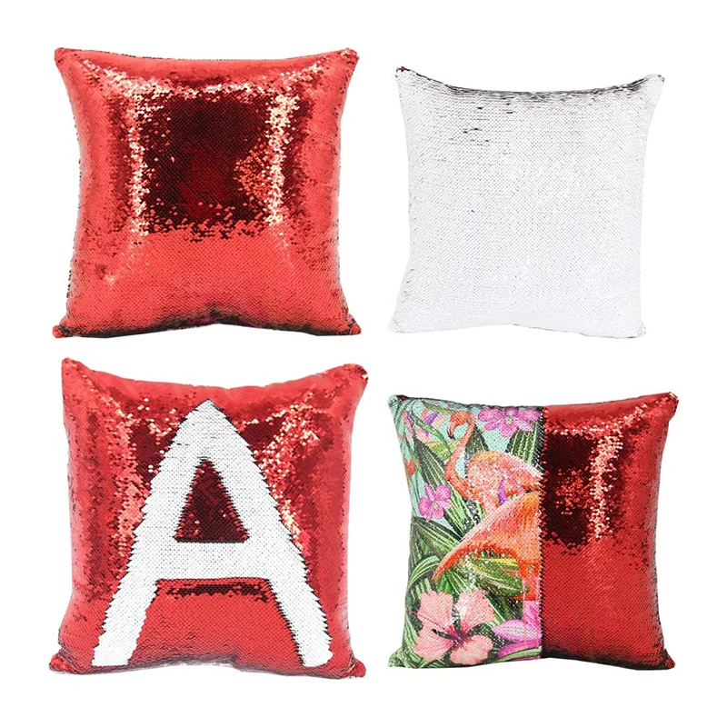 Custom Logo Sequin Pillow Case Sublimation Blank Sequin Pillow Covers Cushion Cover