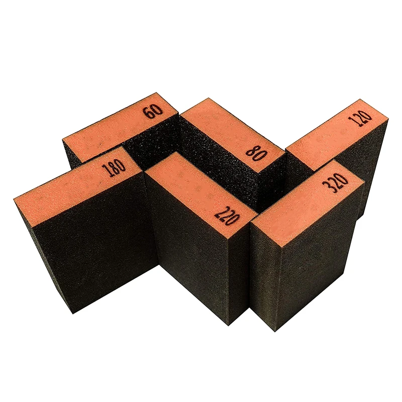 2022 high Quality Brown Sponge Sandpaper Block 60-320girt100*120mm 4inch Aluminum Oxide Flocking Abrasive Sponge Sandpaper Block