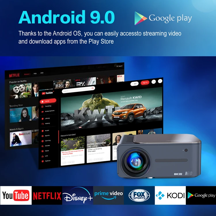 Мини-проектор M8 Full HD 1080p 4K Smart Android 9 0 Wifi BT проектор для мобильного телефона домашний кинотеатр мини портативные