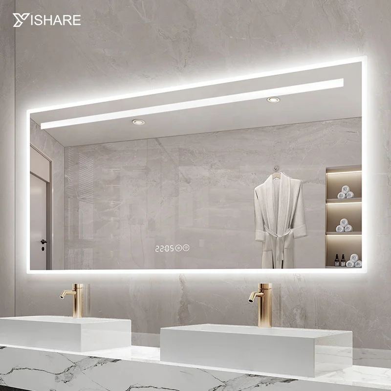 Factory Direct Modern LED Bathroom Mirror Waterproof Frameless Wall Bath Mirror Illuminated Touch Switch Hotels Modern Washrooms