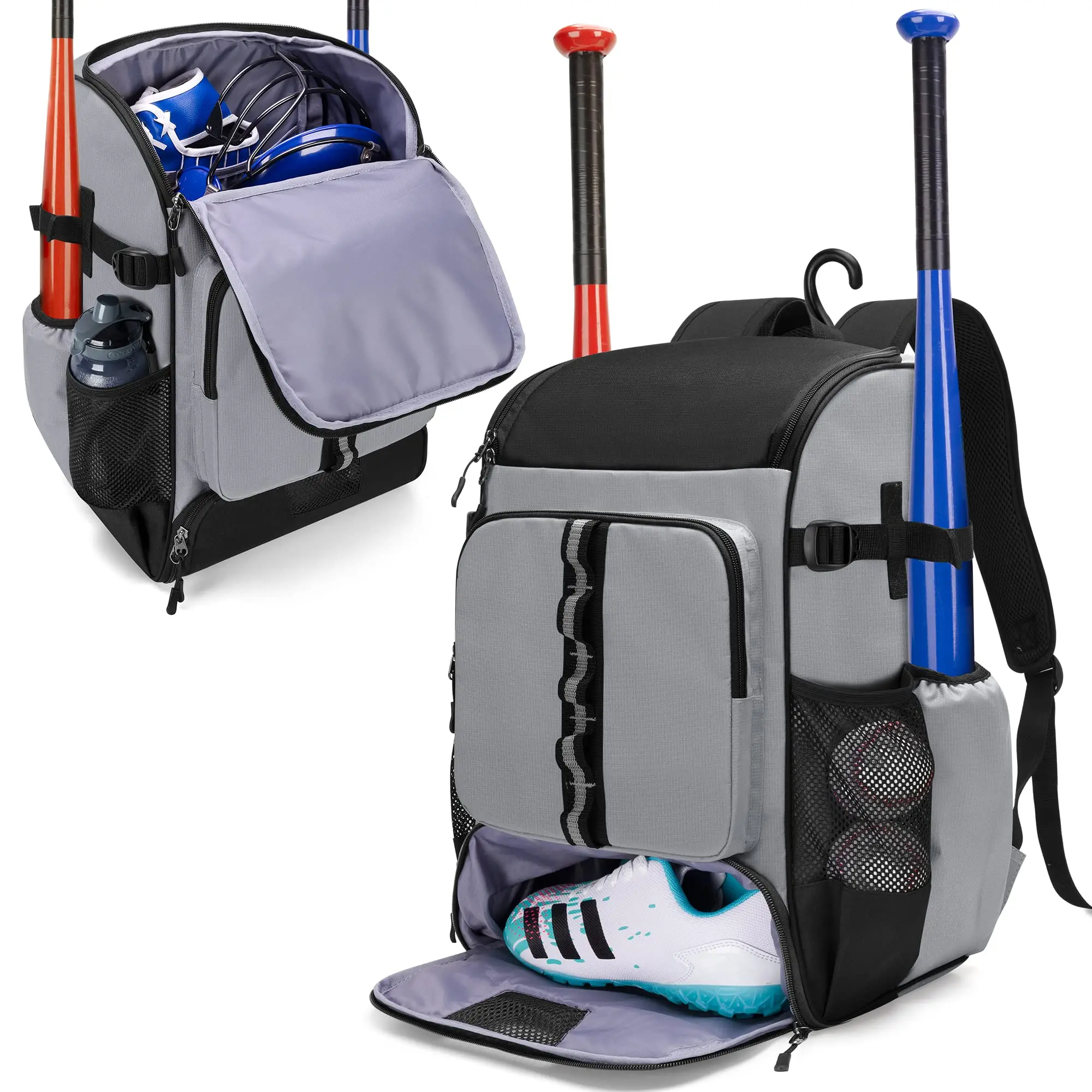 Outdoor Sports Baseball Bat Bag Backpack Softball Bat Equipment Bag With Separate Shoe Space