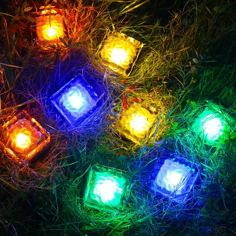 Waterproof IP67 Garden Decorative LED Solar Ice Cube Brick Light