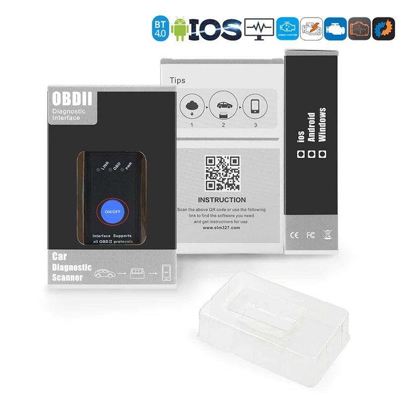 MINI OBD Car Blue-tooth BLE4.0 Support IOS Android Low Power with Power Switch
