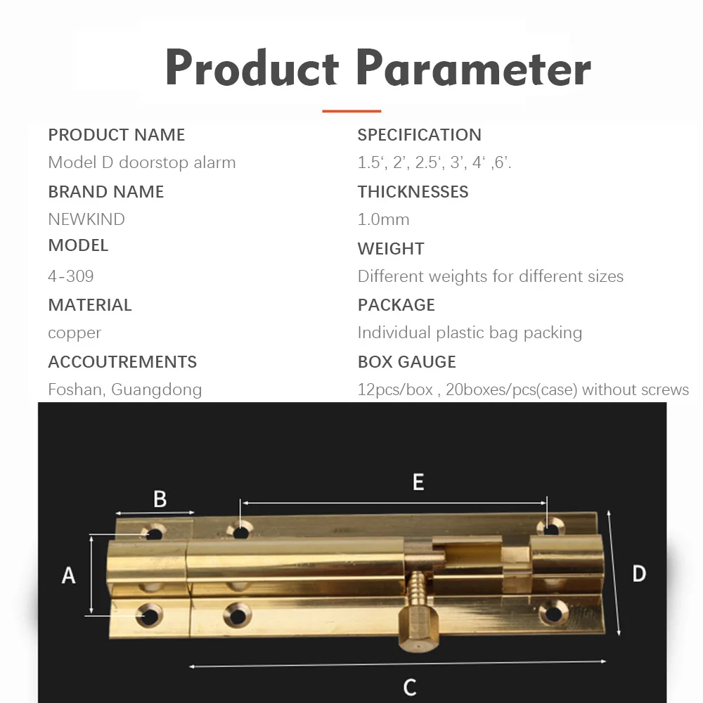 Modern Design Iron Brass Flush Bolt Stainless Steel Cabinet Door Latch Lock for Home or Hotel Use Wholesale