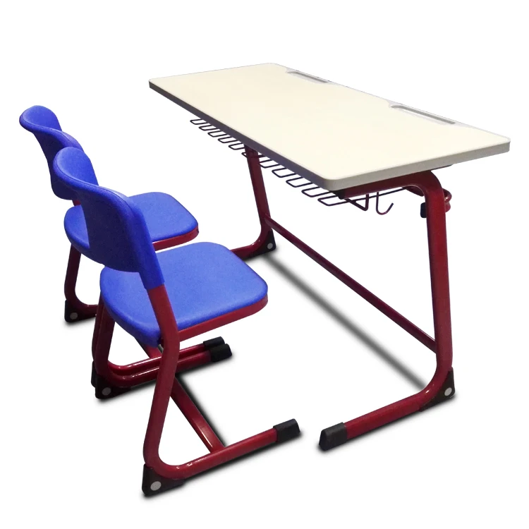 Factory price double seats school study table and chair set