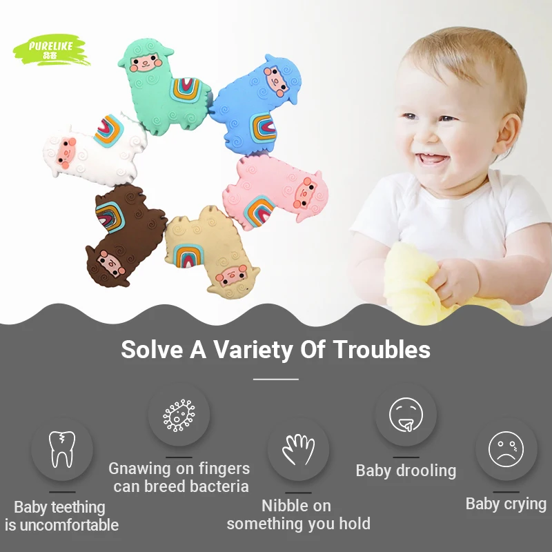 100% BPA Free Instant Teething Relief and Gum Massage Baby Shower Gifts Sheep Chew Beads
