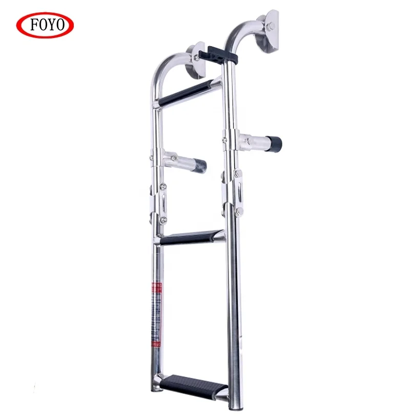 FOYO Mirror Polished Small folding boat ladder for marine narrow step ladders