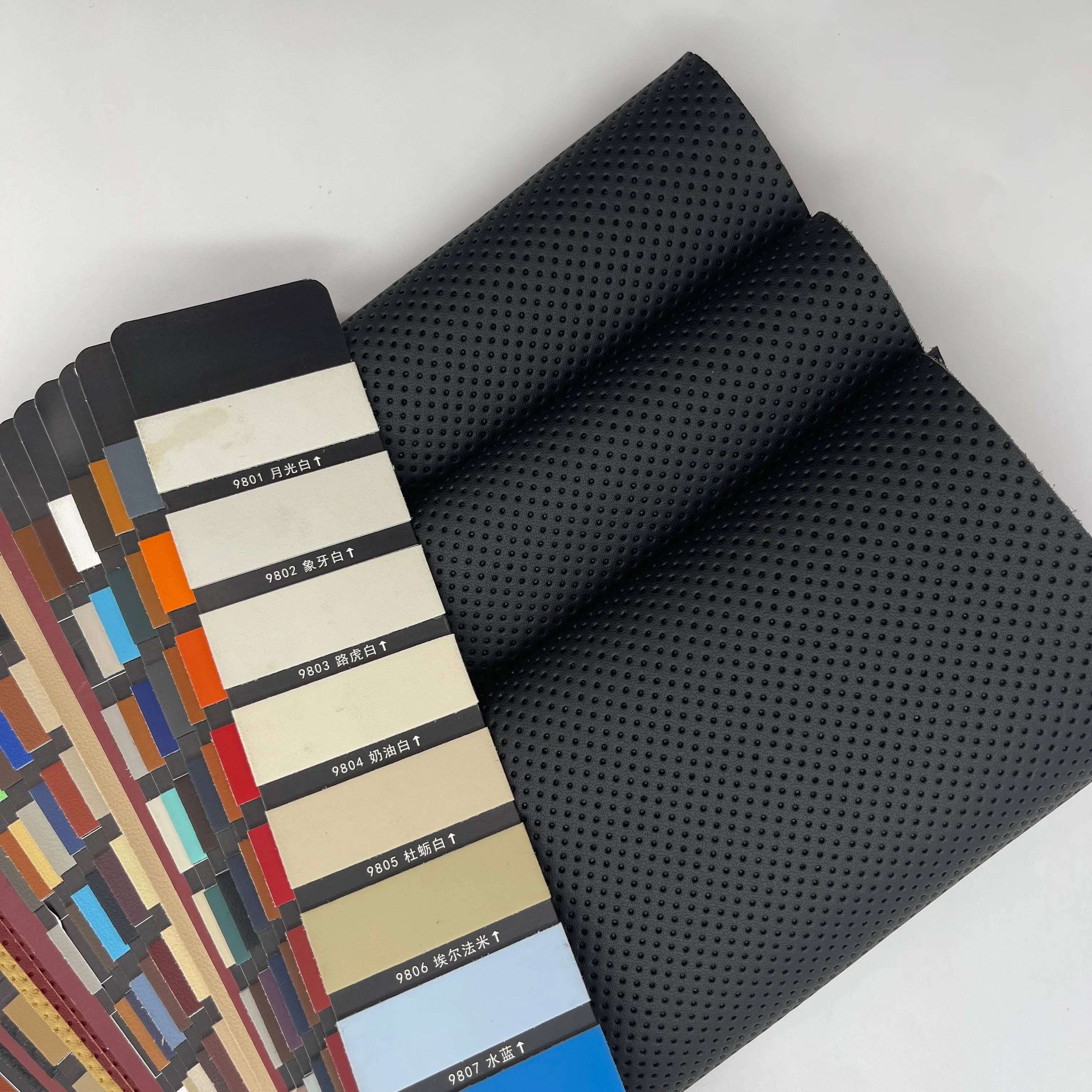 1.4mm Pinhole Pattern 5X5 4X4 Pressure Hole Microfiber Synthesis Leather Fabric For Car Steering Wheel